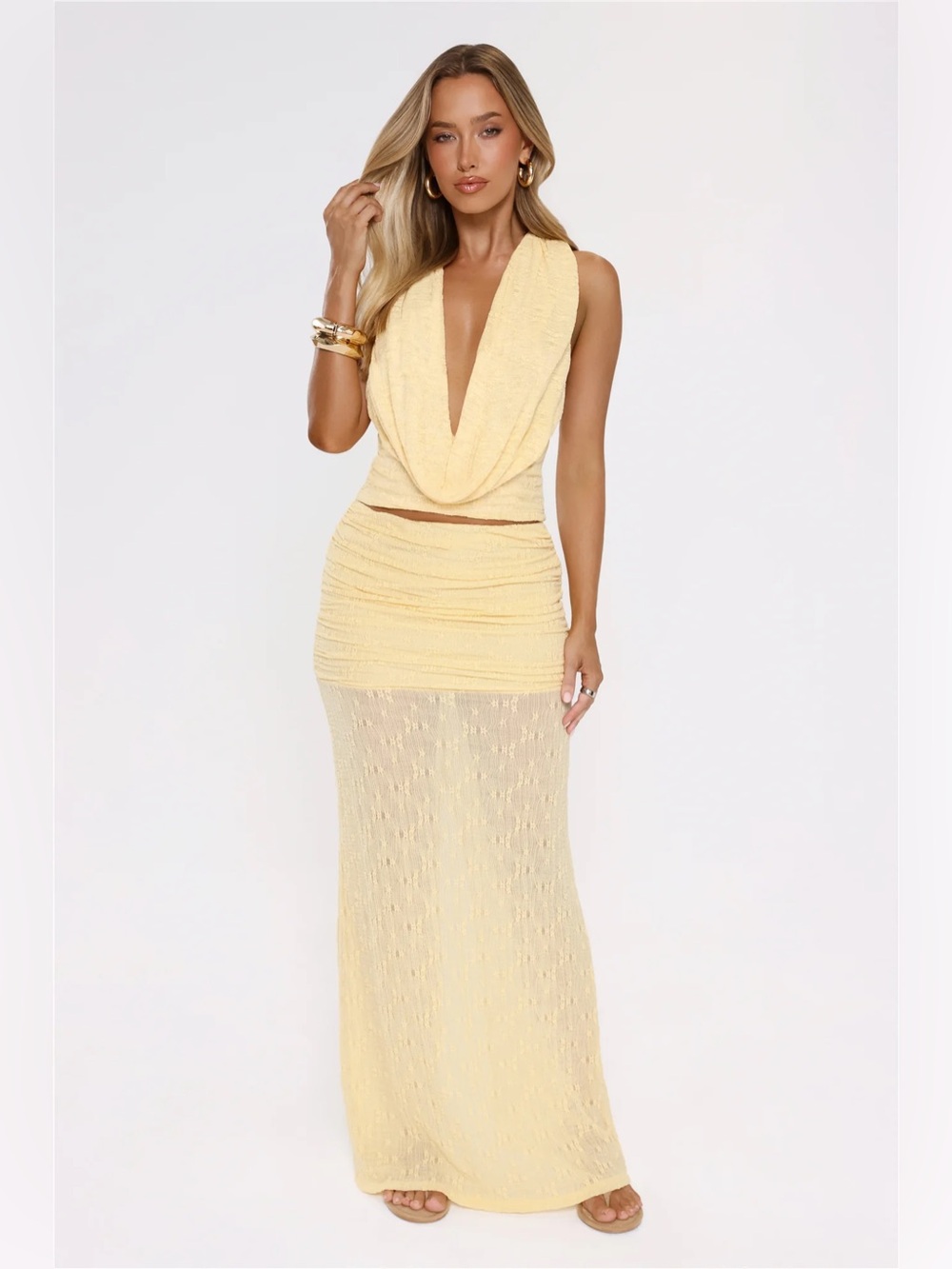 Hello Molly Yellow Maxi Skirt Set